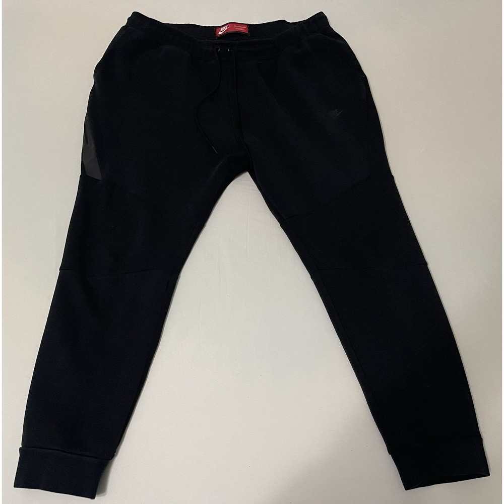 Nike‎ Tech Sweatpants Mens Sz 2XL Black Swoosh Fleece Athletic Jogger 805162-010